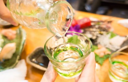 summer sake green glass