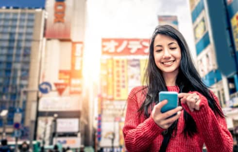 Smartphone tourist japan